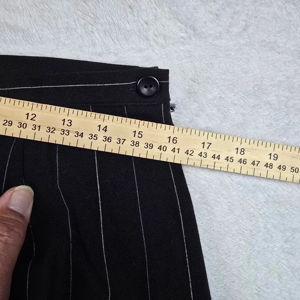 Dialogue Womens Black Pinstripe Wide Leg Dress Pants Side Zip Size 14